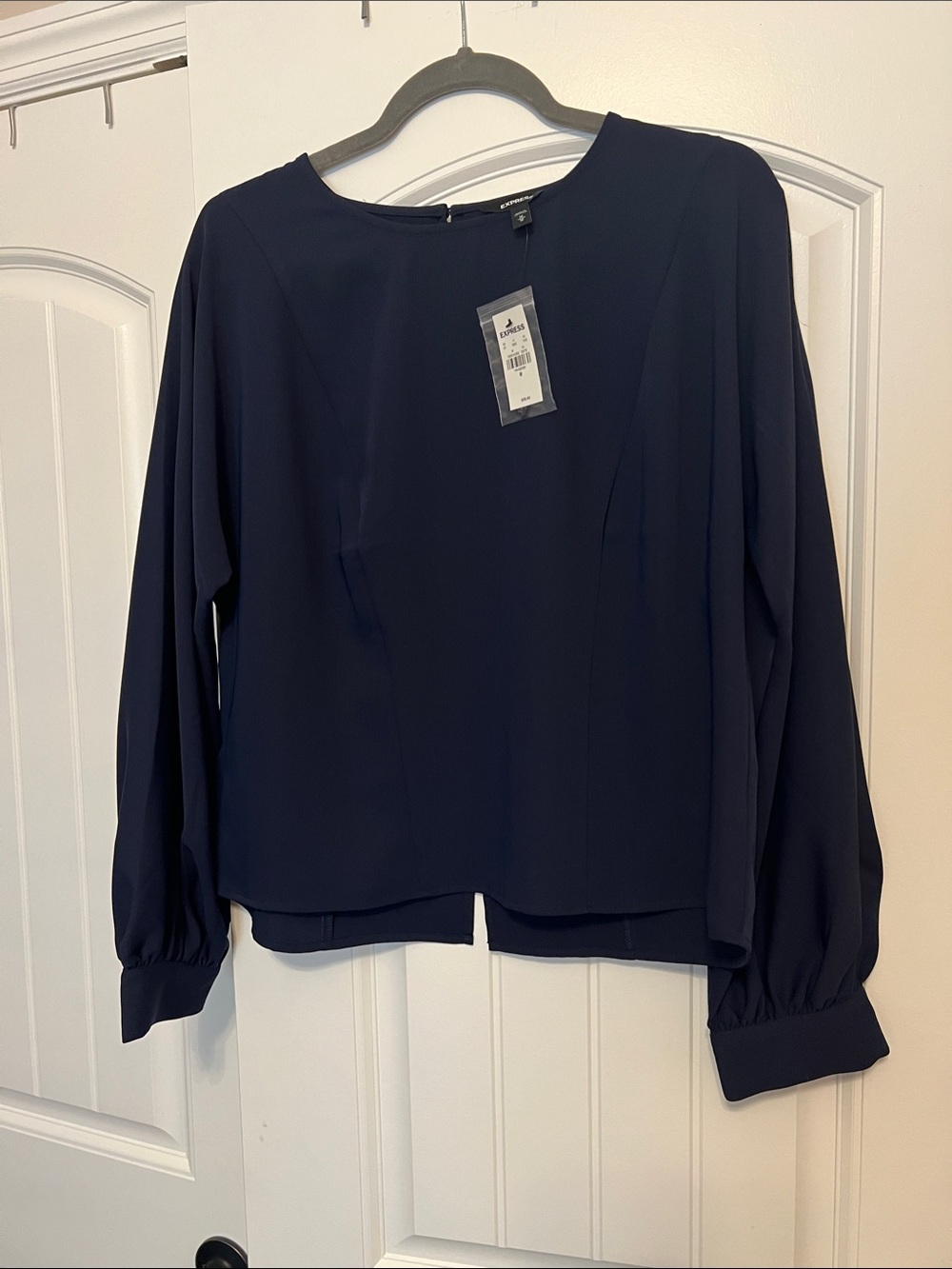 Express Navy Long-Sleeve Blouse